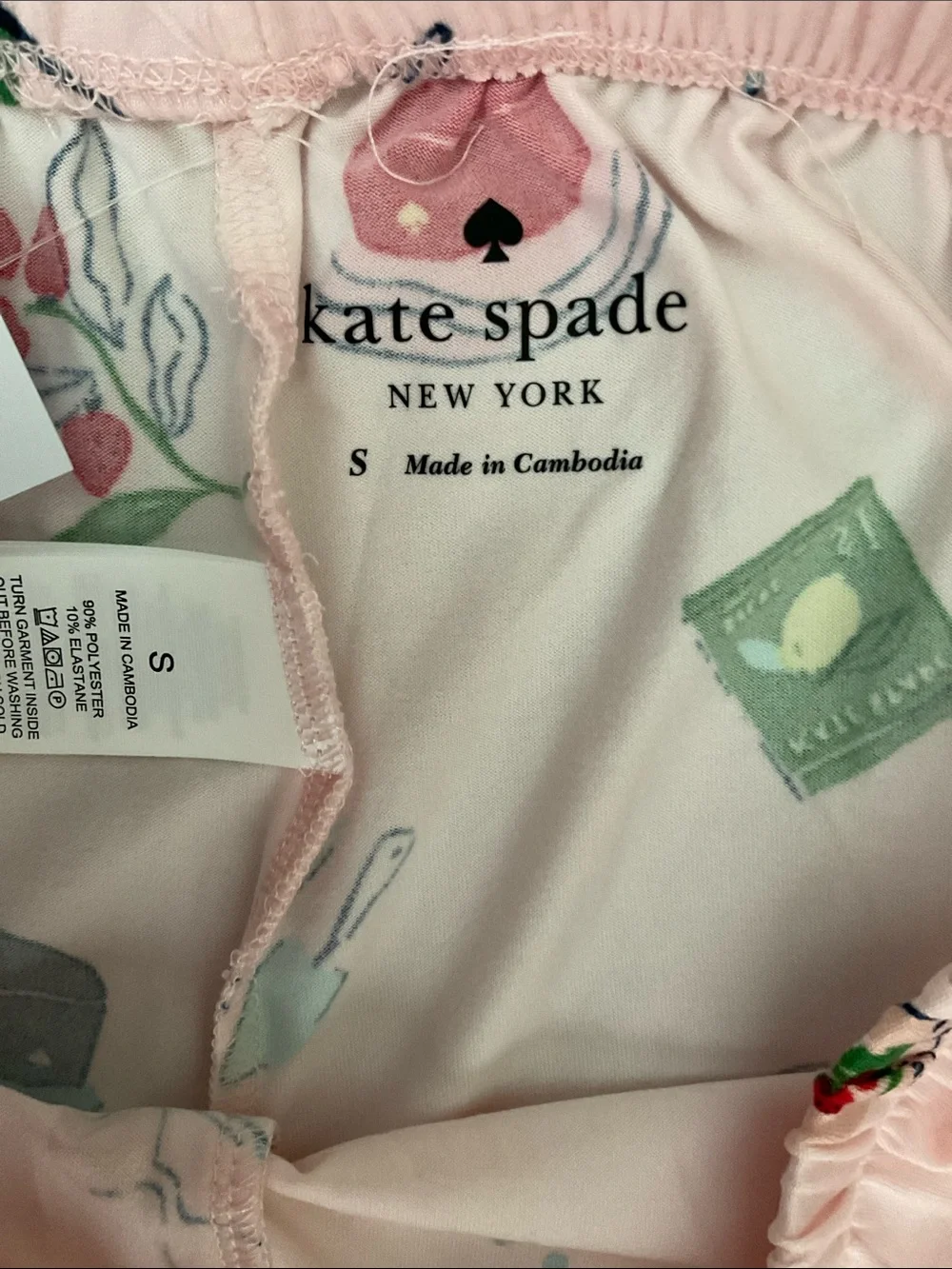 NWT Kate Spade Garden Print Short Sleeve Cropped Pajama Set Size S Pink